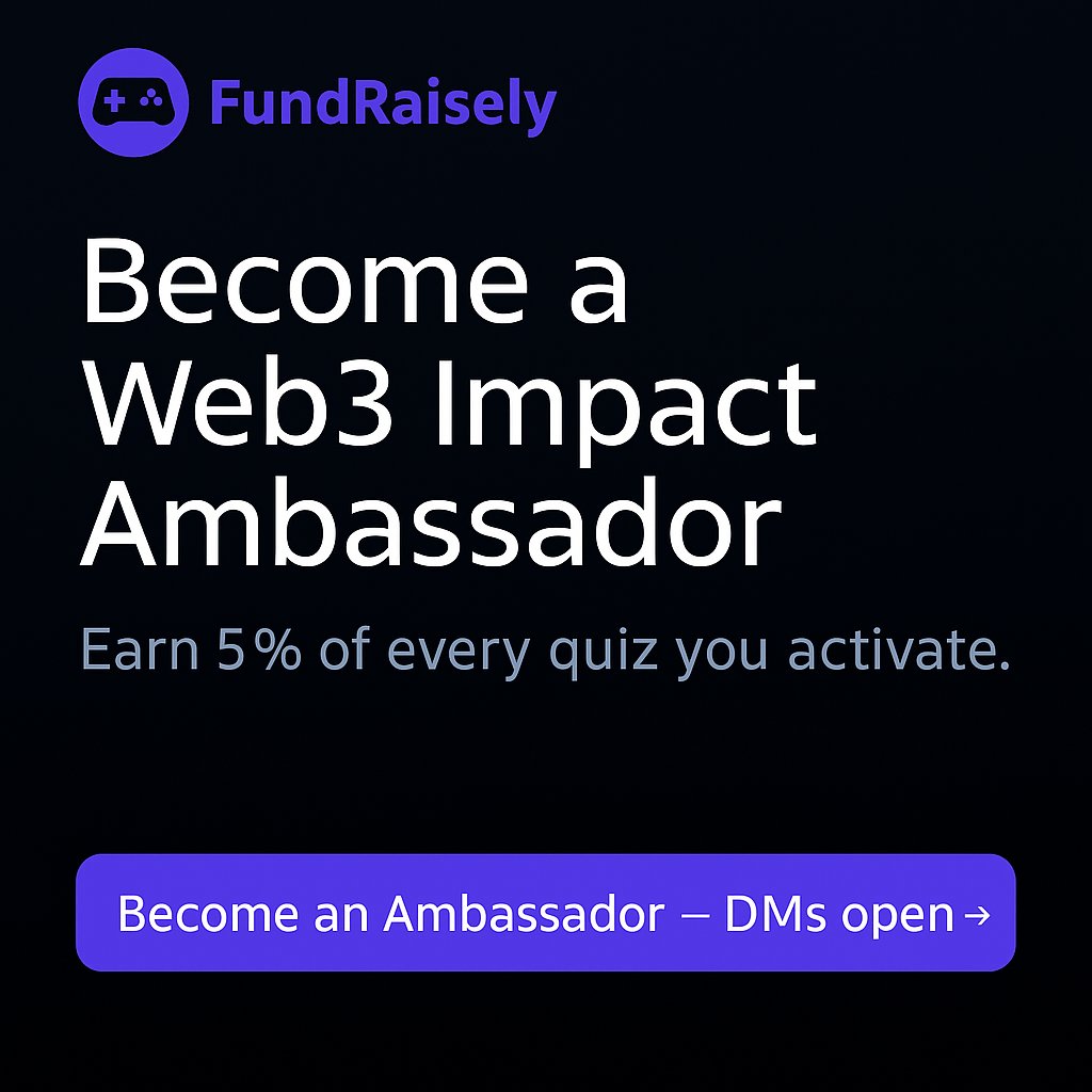 Host a quiz for charity - earn 5%  
Ambassadors wanted
