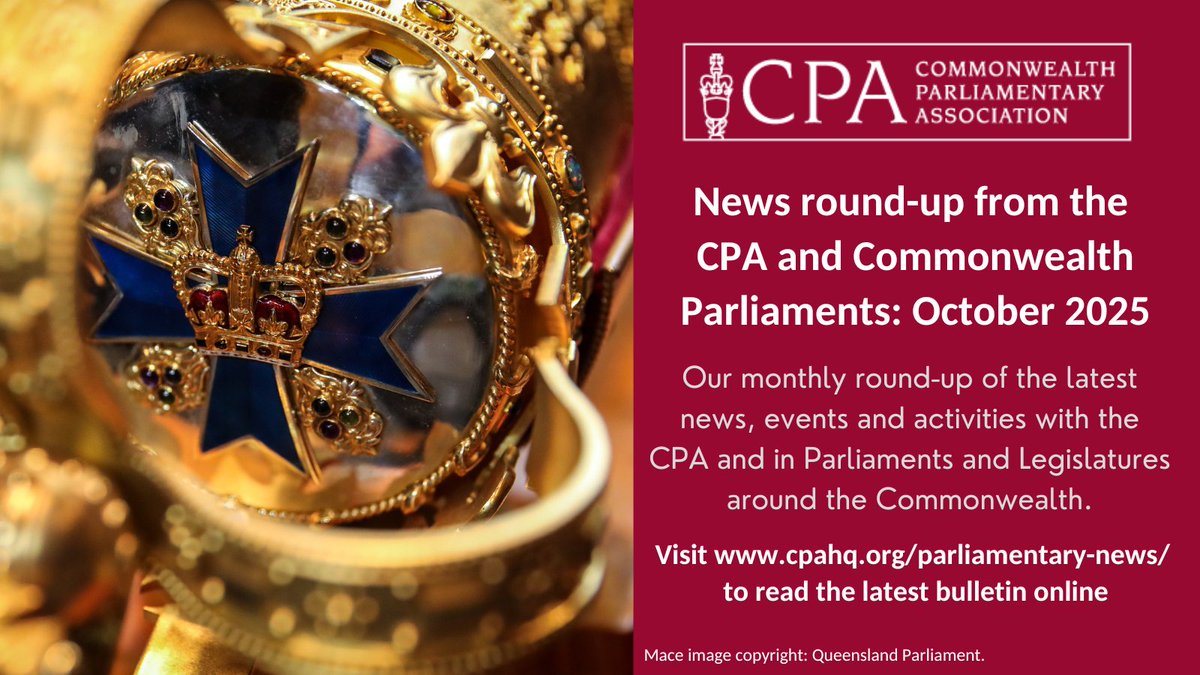 Read our monthly bulletin from October, with news stories from across the Commonwealth

<a href="/FIAssembly/">Falkland Islands Legislative Assembly</a> <a href="/SeychellesNA/">The National Assembly of Seychelles</a> <a href="/IPUparliament/">IPUparliament</a> <a href="/lao_english/">Legislative Assembly of Ontario</a> <a href="/pasgovofficial/">Provincial Assembly of Sindh</a> 

Find out more  ⬇️
cpahq.org/news/2025_10-c…