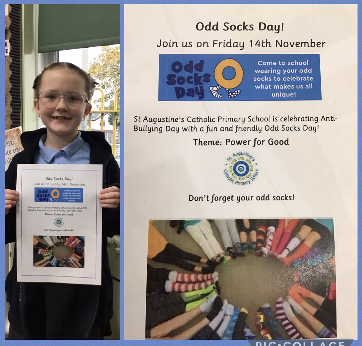 StAugustinesCPS's tweet image. We invite pupils and staff to wear odd socks on Friday 14th November to celebrate anti-bullying day 🧦 #StAugustinesPersonalDevelopment