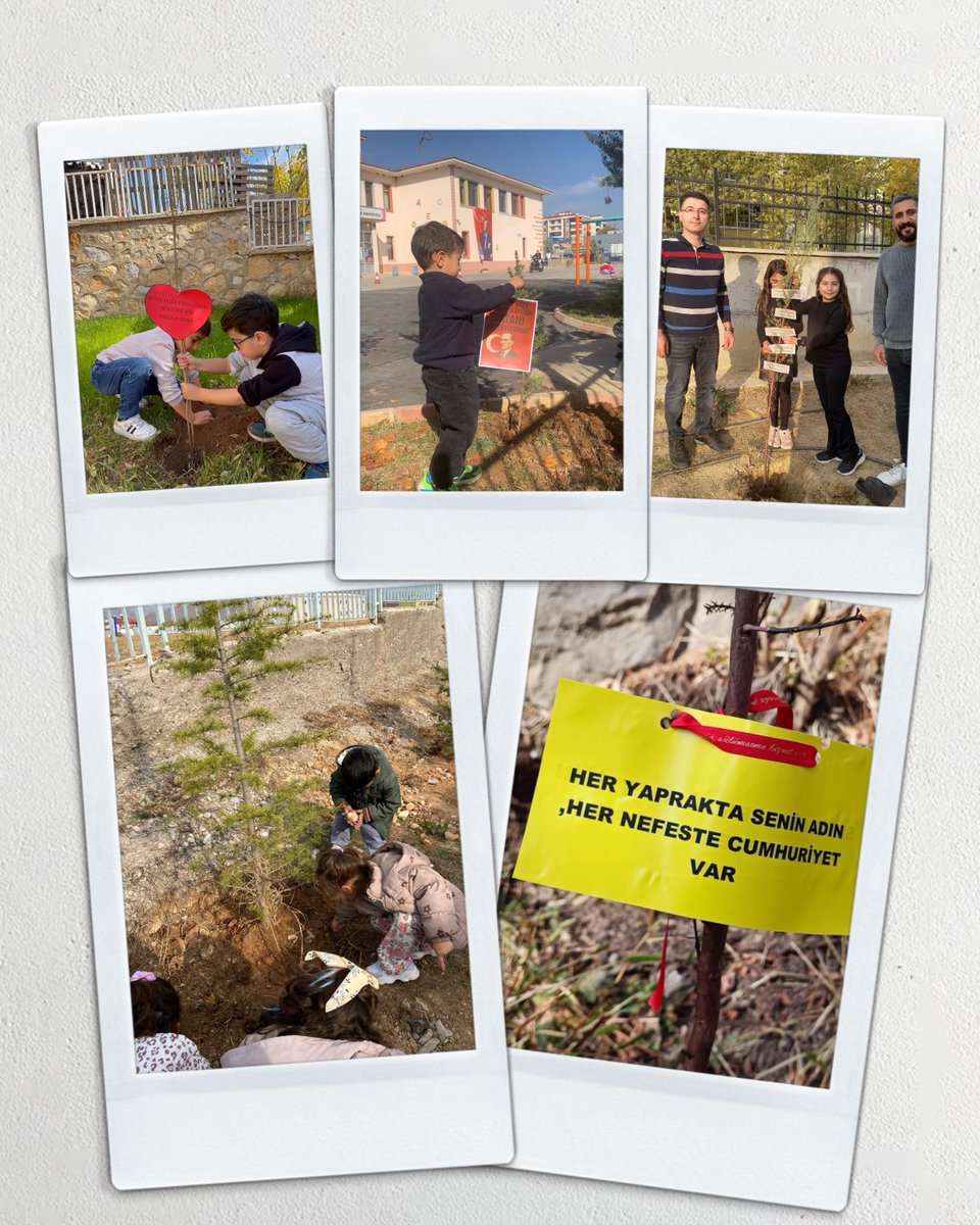 🇹🇷"10 Kasım Atatürk’ü Anma Günü" etkinlikleri kapsamında öğrenci ve öğretmenlerimiz, Başöğretmenimiz Gazi Mustafa Kemal Atatürk’ün aziz hatırasını yaşatmak için fidan dikti.  Dikilen her fidan, öğrencilerimizin Atatürk’e sevgi ve minnetlerini ifade eden mesaj kartlarıyla