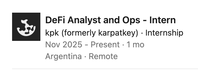 I'm excited to share that I've joined <a href="/kpk_io/">KPK</a> as a DeFi Analyst and Operations Intern 🎉