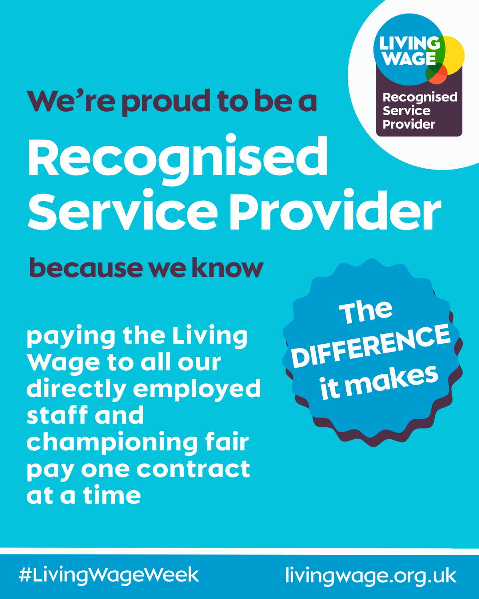 Living Wage Week is here and we're proud to be a Recognised Service Provider!🎊

#LivingWageWeek #LivingWage #RealLivingWage #LivingWageFoundation #RecognisedServiceProvider