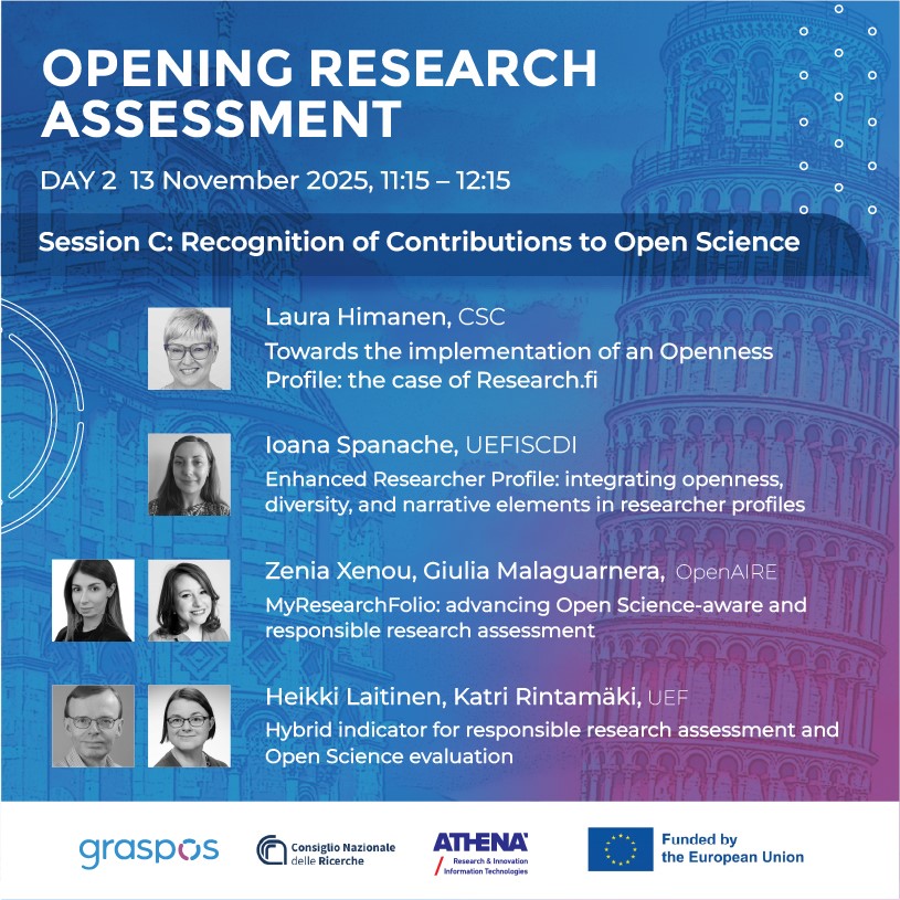 GraspOS_project's tweet image. 💫#OpeningRA Day-2!
📌Session C: Recognition of Contributions to #OpenScience
Explore how openness, collaboration, &amp;amp; societal impact can be more valued through new tools and frameworks that recognise &amp;amp; reward contributions to open &amp;amp; responsible research.
🔗graspos.eu/graspos-confer…
