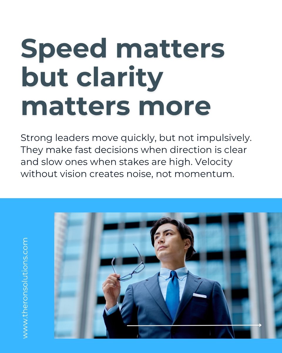 TheronSolutions's tweet image. Every significant decision blends analysis with instinct. The most effective leaders move fast but never blindly.

They read the data, trust their judgment, and adapt with clarity when the landscape shifts

#LeadershipDecisions #ExecutiveStrategy #DecisionMaking #TheronSolutions
