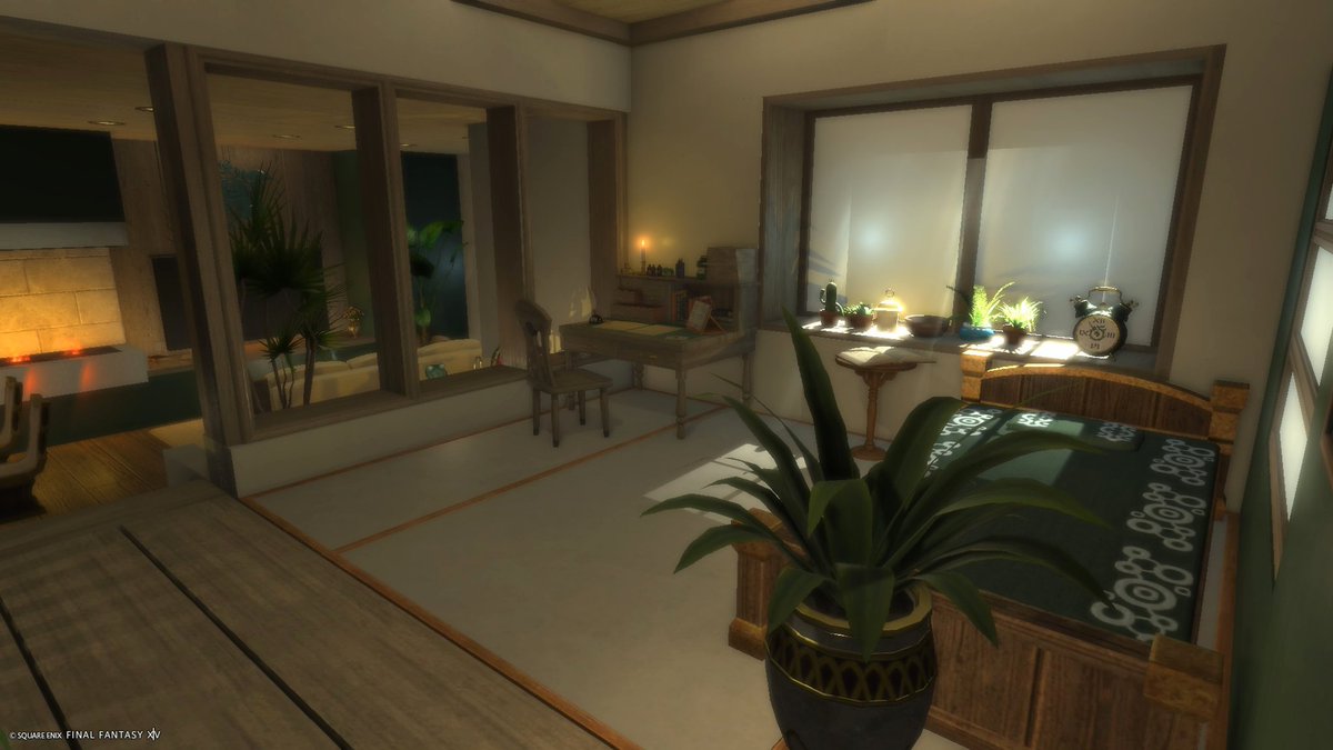 『Natural Green Modern🌿』
初めての代行ハウジングです🏚

前回作ったナチュラルモダンのハウスの雰囲気を気に入ってくださり代行依頼いただき、ラベの雰囲気に合う緑多めのナチュラルモダンなハウスを作りました。

住所はリプへ…
#VAL_Housing　#FF14_TS_Housing
#FF14ハウジング　#FF14housing