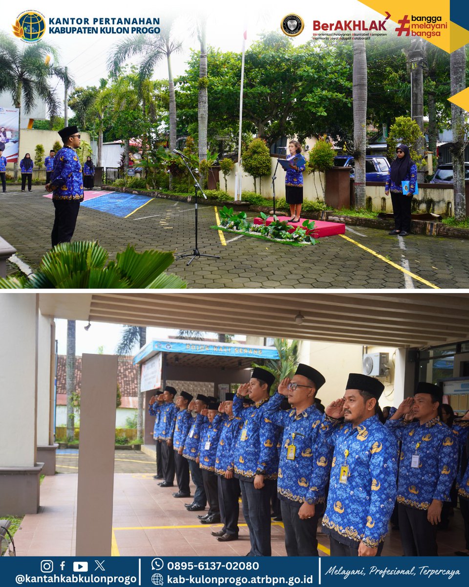 atr_bpnkprogo's tweet image. Hallo,
#sobatATRBPNKulonProgo
Seluruh pegawai Kantor Pertanahan Kabupaten Kulon Progo melakukan upacara memperingati Hari Pahlawan pada 10 November 2025 di halaman Kantor Pertanahan Kabupaten Kulon Progo. 

#atrbpnkulonprogo
#ATRBPNMajudanModern
#ATRBPNKiniLebihBaik