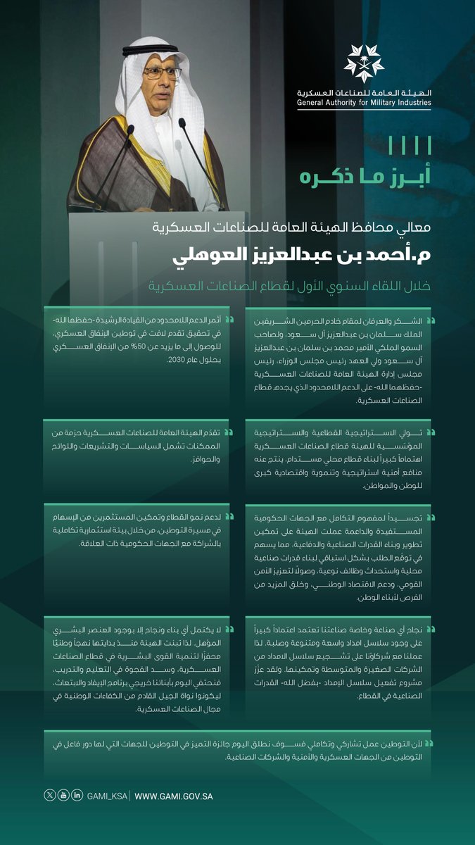 السعودية تعلن ارتفاع نسبة توطين الإنفاق العسكري إلى 24.89 