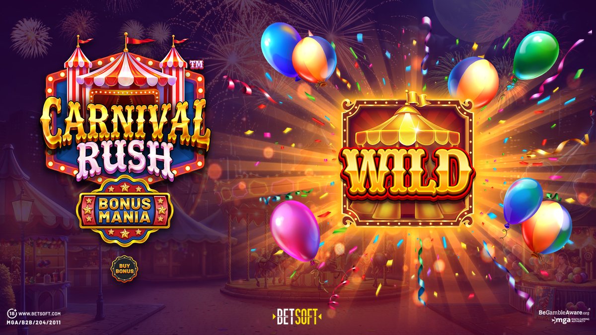 🎡 Just 3 days to go until the carnival lights up the reels! 🎪
In CARNIVAL RUSH™️, the excitement doubles during FREE SPINS — watch as Multiplier Wilds reveal 2x or 5x multipliers for even bigger thrills! 

🎰 loom.ly/G5R1zOs

🔞 BeGambleAware.org

#Betsoft #Slots