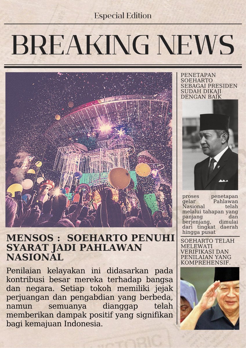 kebanyakan Mayoritas masyarakat Indonesia banyak yang menilai Soeharto sangat layak diberikan gelar PahlawanNasional Indonesia❤️❤️