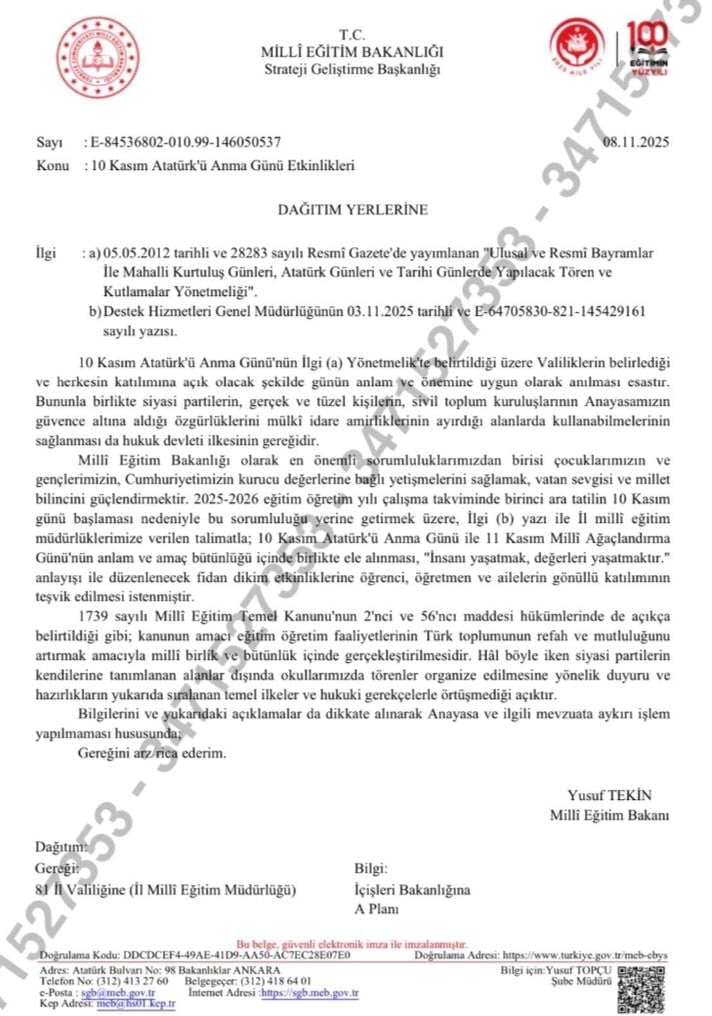 YUHHH ARTIK..!!

MEB'den skandal talimat: 
'Kapıları kilitleyin de Atatürk'ü anmasınlar'

Okullarda ara tatili Atatürk’ün ölüm yıl dönümüne denk getiren 
Milli Eğitim Bakanı Yusuf Tekin, 
“10 Kasım’da hiçbir okul açılmayacak kapıları kilitleyin, önlem alın”
 talimatını verdi.