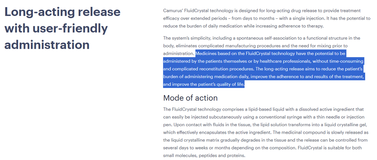 doepke_michel's tweet photo. $CAMX #Camurus I like the FluidCrystal technology. Broad potential across many indications. https://t.co/uHYrLHltSQ https://t.co/op1ik53Is1
