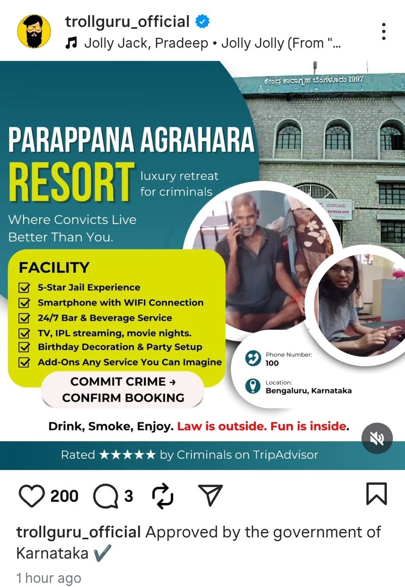 ನೋಡಿ ಸರ್ ಯಾವ ಲೆವೆಲ್ ಗೆ ನಿಮ್ಮ ಸರ್ಕಾರನಾ ರೋಸ್ಟ್ ಮಾಡ್ತಾ ಇದ್ದಾರೆ.. Next Level Roast.. 🤣🤣 <a href="/DrParameshwara/">Dr. G Parameshwara</a> <a href="/BlrCityPolice/">ಬೆಂಗಳೂರು ನಗರ ಪೊಲೀಸ್‌ BengaluruCityPolice</a> <a href="/siddaramaiah/">Siddaramaiah</a> <a href="/DKShivakumar/">DK Shivakumar</a> #parappanagrahara #centraljail #saveparappanaagrahara #savecentraljail