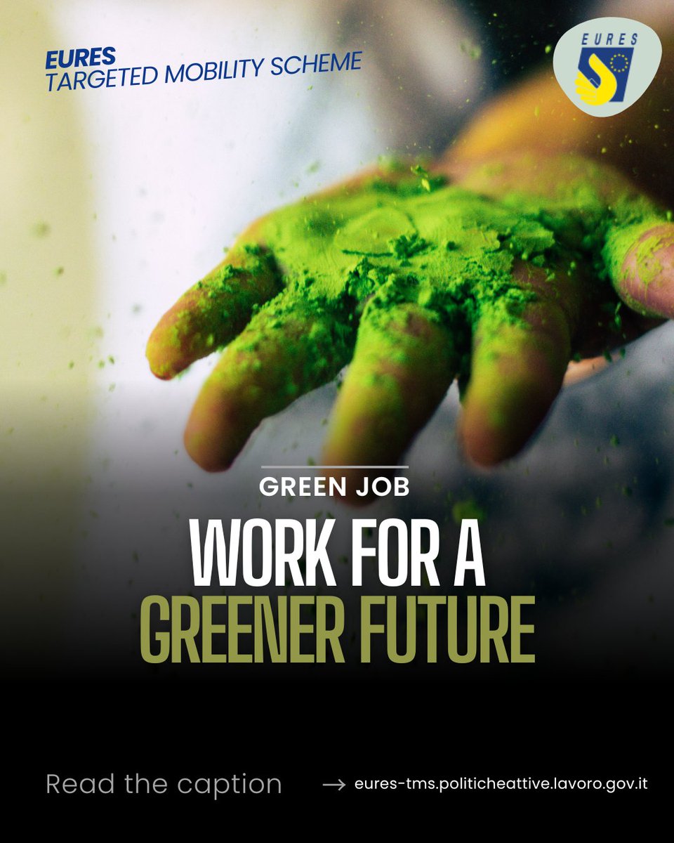 The future of work is green, and it needs you. 🌱 EURES TMS helps you find job opportunities in the growing sustainability sector across Europe: renewable energy, circular economy, eco-innovation and more. Discover EURES TMS ➡️ …res-tms.politicheattive.lavoro.gov.it