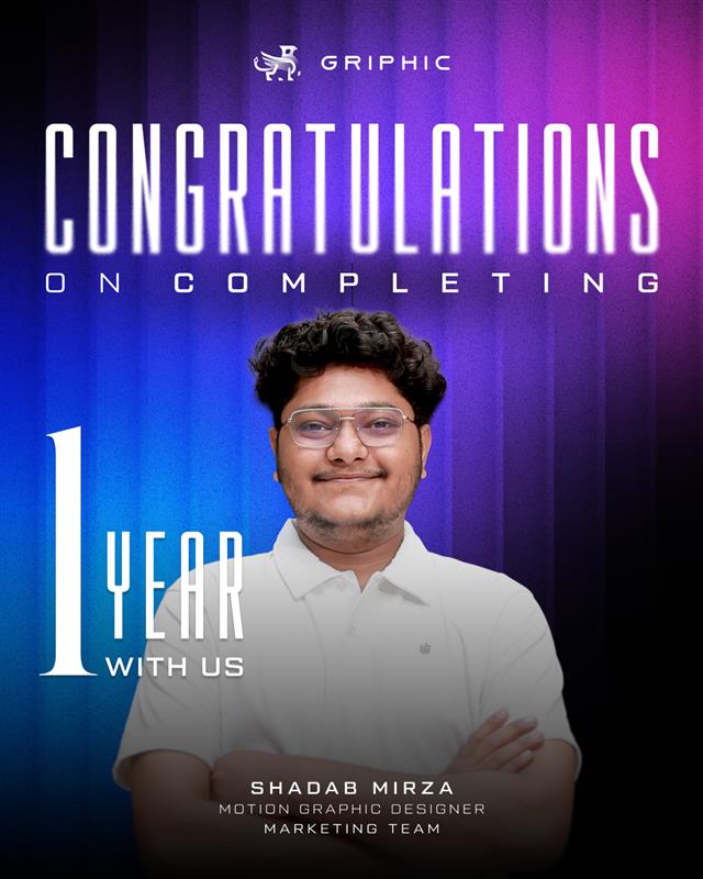 Griphic_Tech's tweet photo. Happy first work anniversary, Shadab! The frame’s better with you in it.

Wishing you a full year of flawless edits, 4K exports, and “render complete” moments.

#WorkAnniversary #TeamGriphic #TechDriven #InnovationAtWork #TogetherWeGrow #CelebratingSuccess #Griphic https://t.co/rMuhOjmMn4