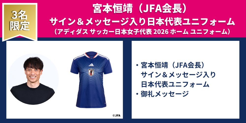 🔹宮本恒靖（JFA会長）サイン＆メッセージ入りユニフォーム
