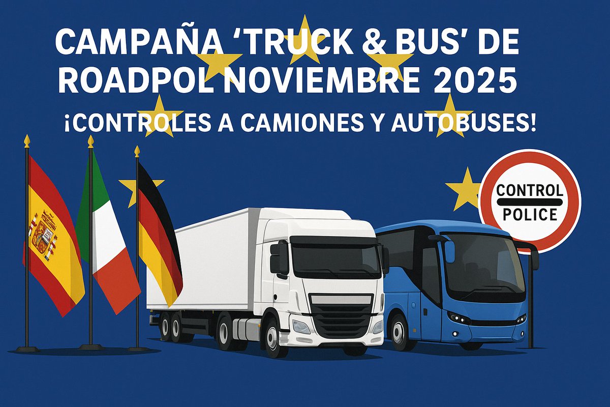 EuropaITS's tweet photo. Del 17–23 nov, ROADPOL sale de caza: camiones y autobuses en el punto de mira. Tacógrafo G2v2, pesos, descansos y sujeción. Mejor checklist hoy que multa mañana 🚛 @europaits
#ROADPOL #camion #transporte #logistica #cadenadesuministro #tacografo https://t.co/pU4H5nm6Wf
