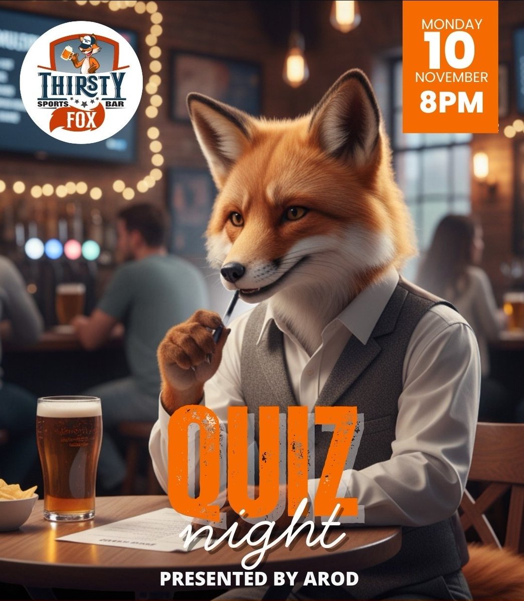 ArodEntertainer's tweet image. This week at Thirsty Fox... Jam packed week at Thirstys

#quiz #quizmaster #think #fun #guess #question #questions #dj #imyourdj #mc #ImYourMC