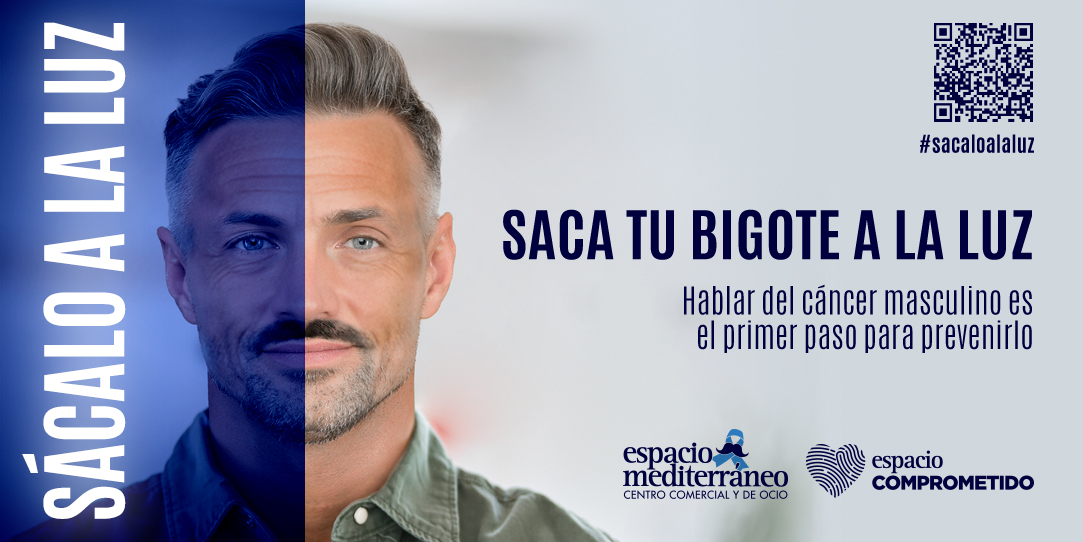 🎗️ En #EspacioMediterráneo creemos que un #CentroComercial debe ser también un espacio de conciencia. Por eso lanzamos #sacaloalaluz, una iniciativa que visibiliza el cáncer masculino, con el apoyo de AECC y #Movember. Porque hablar de salud también salva vidas.
