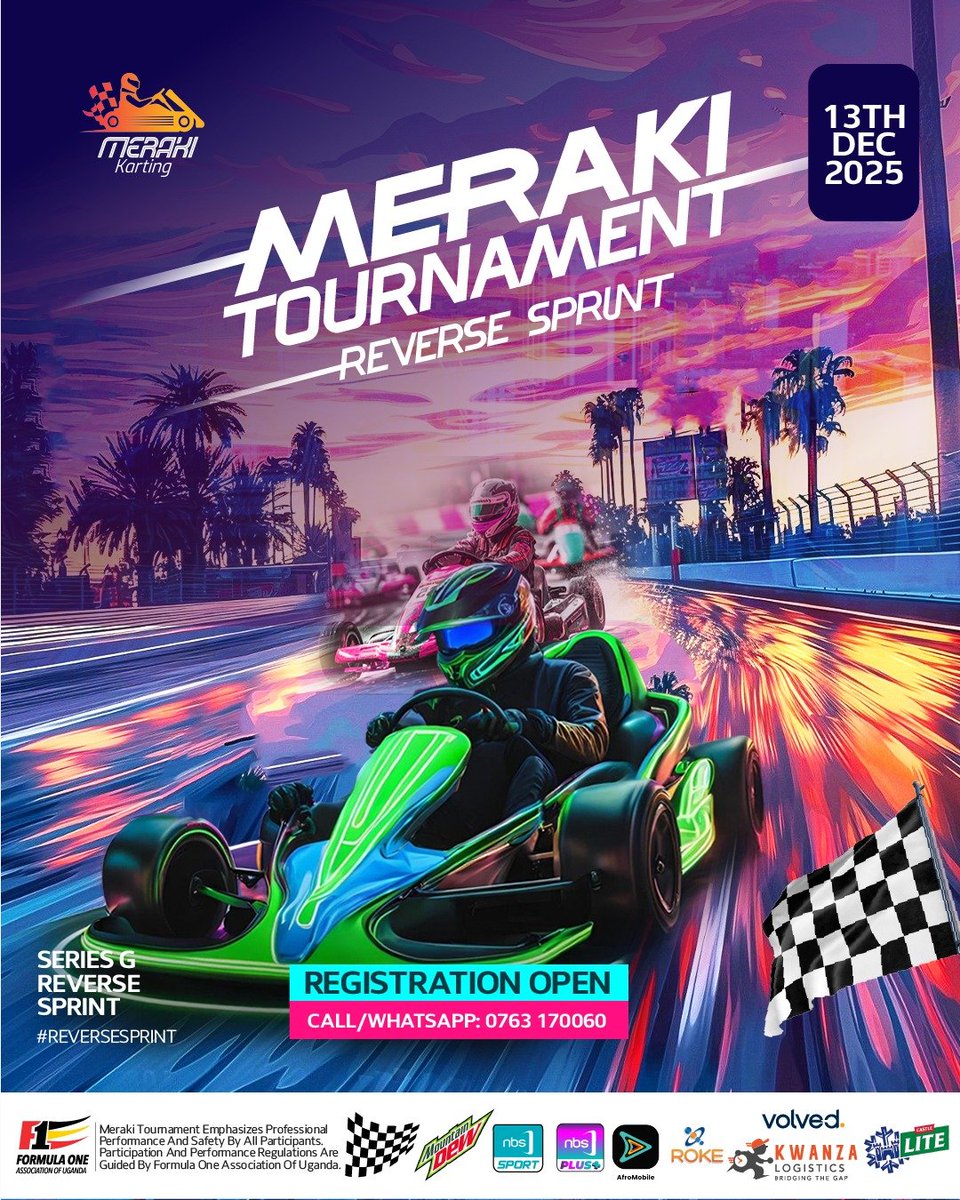 Engines will scream louder in reverse. 🏎️💨

Can you handle the turn of destiny?

Call/WhatsApp us at +256 763 170060 to register now.
#ReverseSprint #MerakiTournament