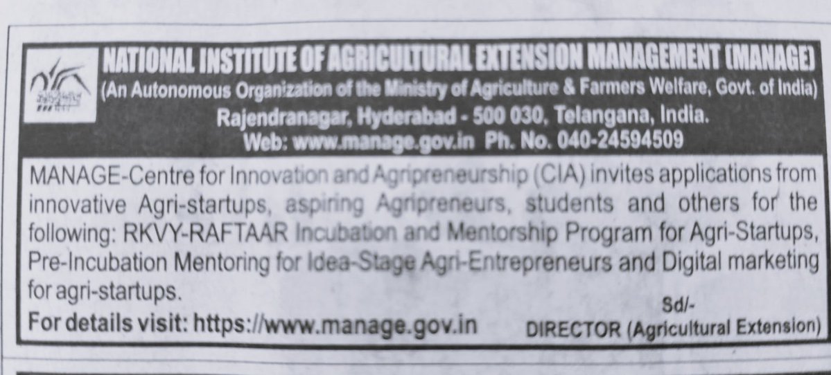 Call for Applications – MANAGE-CIA

Cohort 14 – Incubation Program
Apply by: 15 Nov 2025 shorturl.at/pAH1A

Pre-Incubation Program
Apply by: 15 Nov 2025 shorturl.at/uGplD

Digital Marketing Program
Apply by: 30 Nov 2025 shorturl.at/GNXTq