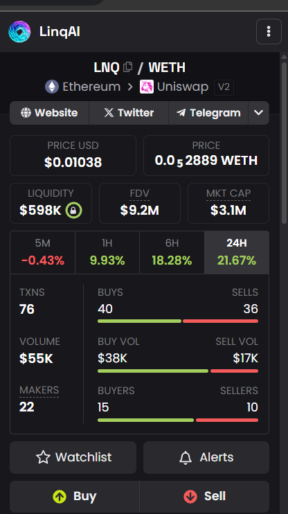 <a href="/linq_ai/">LinqAI</a> casually up 22 % daily. 

I can't stress enough how undervalued it is rn. 

Decentralised cloud computing with privacy isn't something one can ignore at this point.

LinqProtocol replacing AWS. It's time we start having this conversation. 

$LNQ

<a href="/CryptoWizardd/">WIZZ🥷 ( beware scammers )</a> 👀