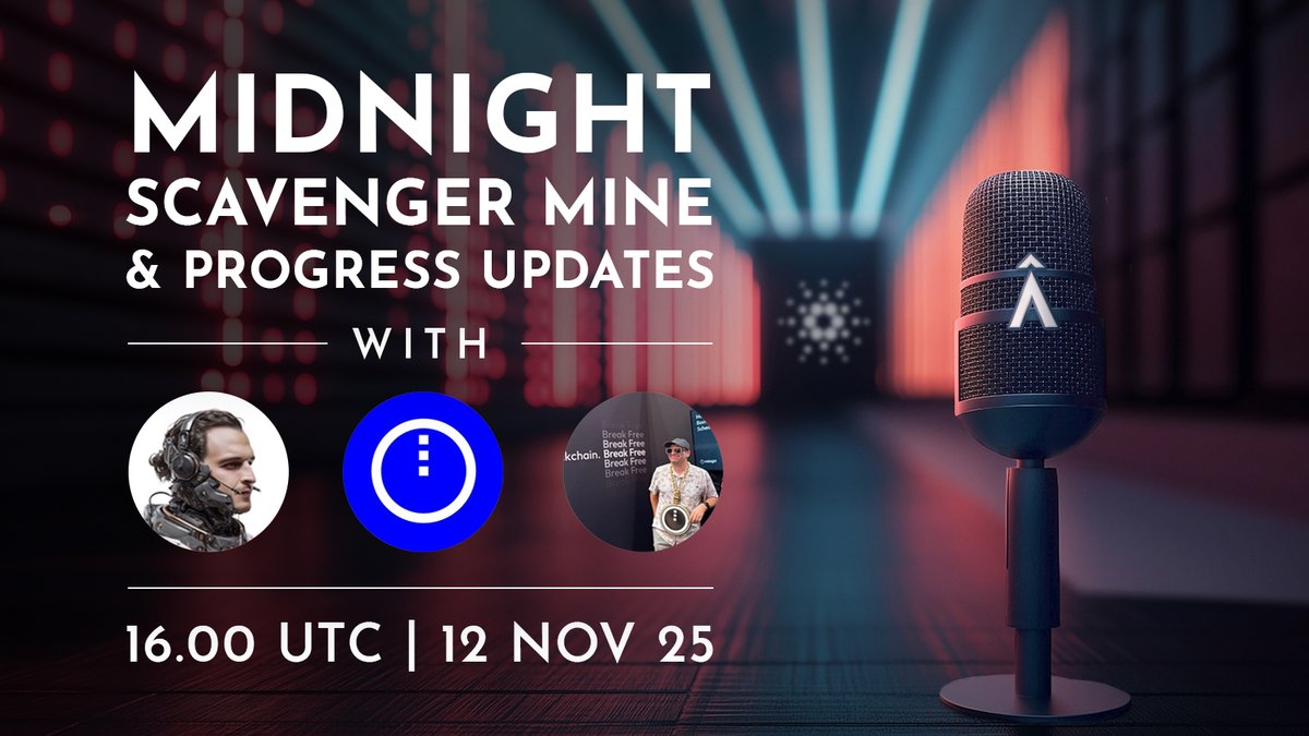 We're excited to have our next Âtrium X Space with <a href="/stevanlohja/">stev</a> from the Midnight Foundation!

With the Glacier Drop concluded, and the Scavenger Mine in full swing, there's a LOT to discuss.

Join us Wednesday Nov. 12th at 16h UTC! X Space link 👇