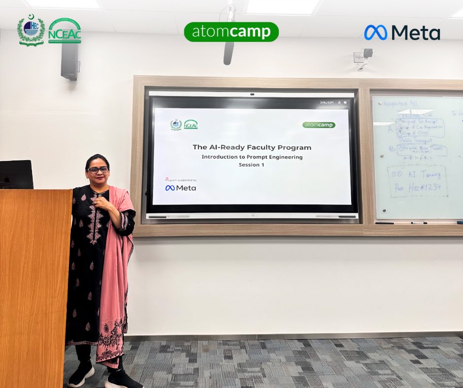 atomcamp's tweet image. The 2nd phase of the AI-Ready Faculty Program is in full swing! 

In collaboration with @Meta , @atomcamp is continuing its effort to help university faculty across Pakistan get equipped with the latest AI knowledge and skills.

After completing Phase 1, where we trained a group…