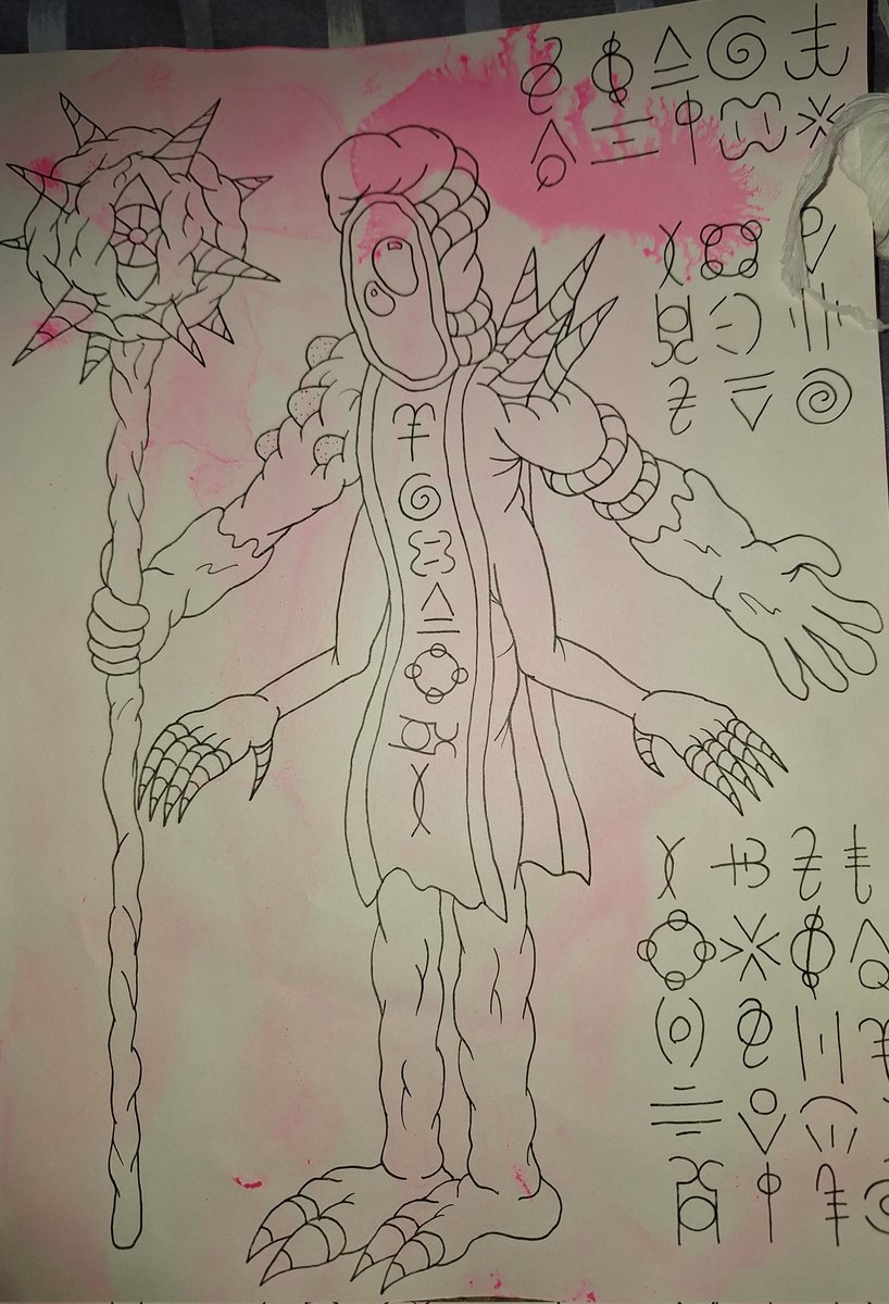 WIP - Sorcerer.
#art #drawing #illustration #sketch #ink #lines #monster #creature #entity #candy #sweets #candinomicon #lovecraftian #occult #symbols #weird #strange #creepy #horror #irishartist #irishart #dublinartist #wip #workinprogress #unfinished #notfinished #lorcancassidy