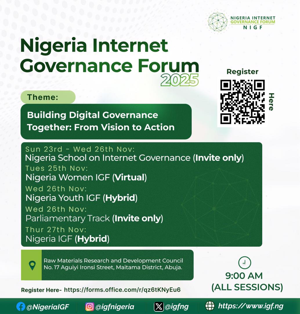 It’s time to take action!
NIGF2025 isn’t just another conversation; it is where vision meets action.
Be part of the movement to build a safer, inclusive, and innovative digital future for all.
Don’t just watch it happen, get involved!
Register: forms.office.com/r/qz6tKNyEu6
#NIGF2025