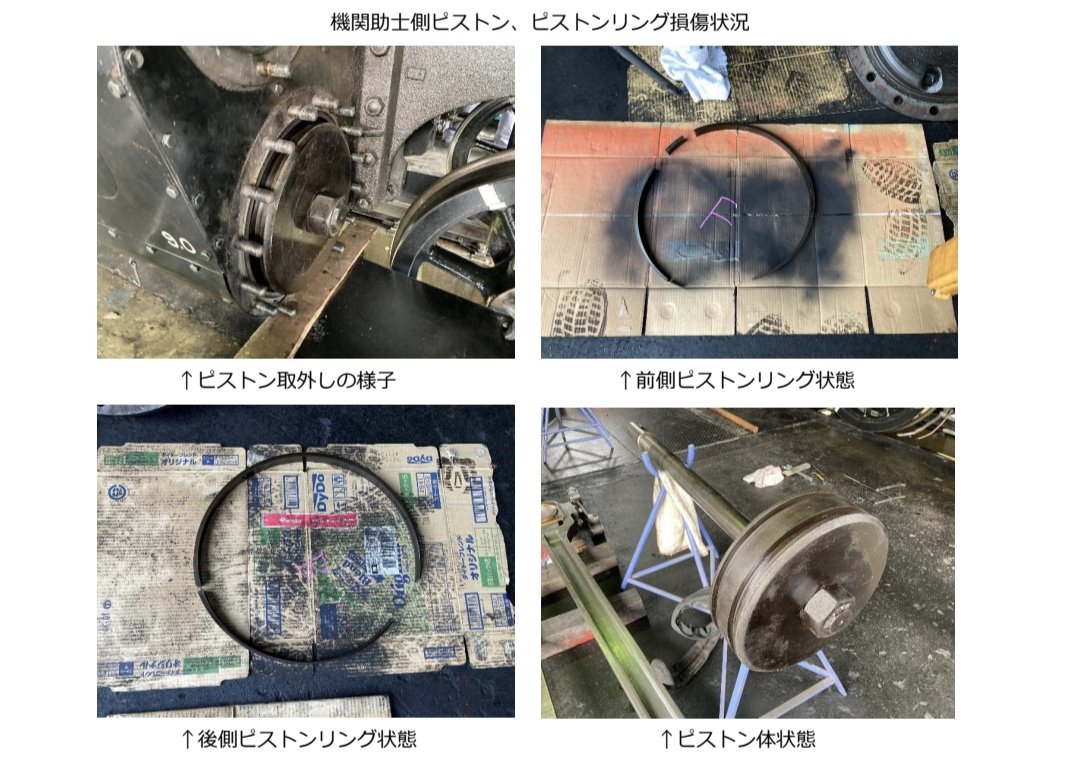 moka__railway's tweet photo. 全般検査では全ての機器を取外し、細部にわたって検査を行います。その為の長期間の運休となります。
また今回の検査で今年７月に発表い��しました､滑り棒摩耗によるピストンリング割損の修繕を実施いたします。２０２７年度の運転には万全の状態で運転ができるよう、修繕を行います。 https://t.co/rB0506gyFn
