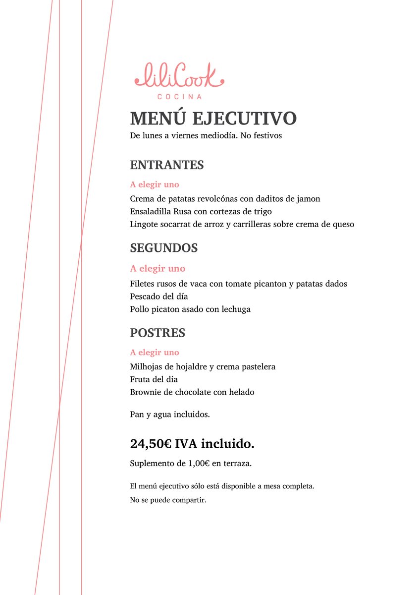 Nuevo Menú Ejecutivo en Lilicook 🍴 Sabores reconfortantes para los días de otoño 🍂

📅 Lunes, martes, jueves y viernes | Solo comidas
Salamanca 📲 Reserva ya tu mesa

#MenúEjecutivo #Salamanca #Lilicook