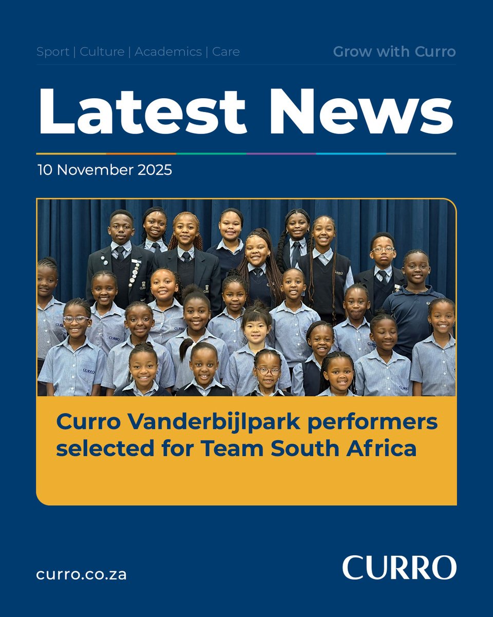 SA Champs! Curro Vanderbijlpark Earns Silver and Heads to WCOPA in LA 🎭
Their Marimba Band, dancers, models and teacher won silver at SACOPA + Best Small Instrumental Group trophy! 🌟Now they’re off to represent SA on the world stage! 🌍
🔗 ow.ly/3MLQ50Xp9AB
#Curro