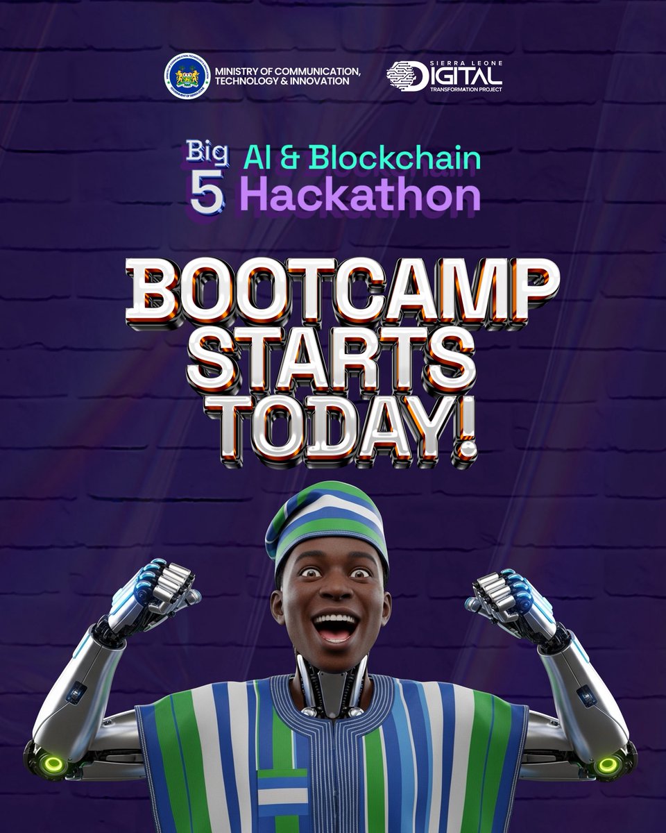 The Big 5 AI &amp; Blockchain Hackathon Bootcamp kicks off with 250 young innovators from across the country ready to build the future! 
 Day 1 begins with energy, purpose, and one goal, turning ideas into code that can change lives.

#impact
#DigitalGovernment
#Innovation