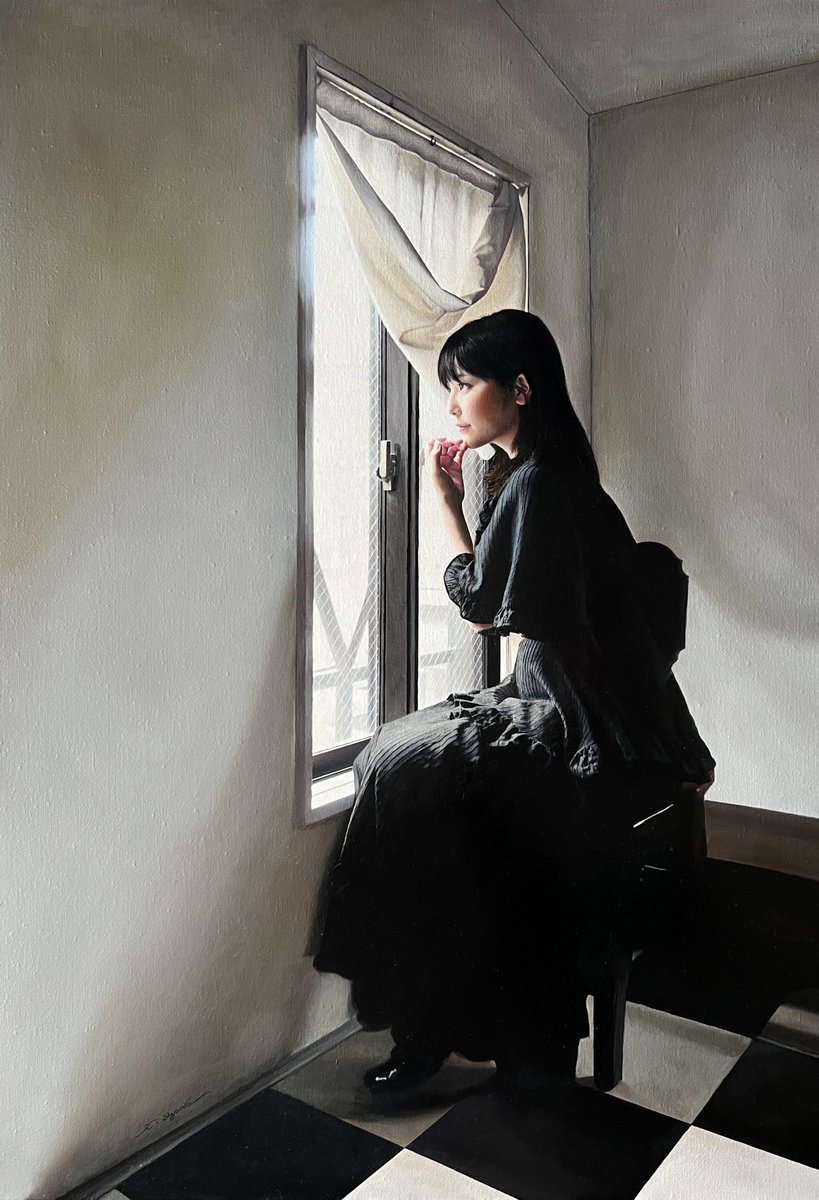 locus_solus's tweet image. ミルクホールの窓辺 I
M15号キャンバスに油彩