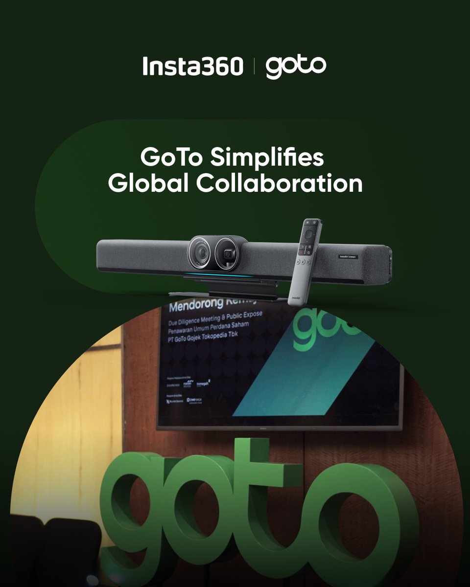 insta360vc's tweet photo. How do you transform an internet giant into a future-ready workplace?
GoTo Group reimagined collaboration with Insta360 Connect — one-tap meetings, clear sound, and AI whiteboard mode.
Faster setups. Smarter teamwork.
👉 https://t.co/CXZlInEBOL
#Insta360 #GoToGroup #HybridWork #Videoconferencing
