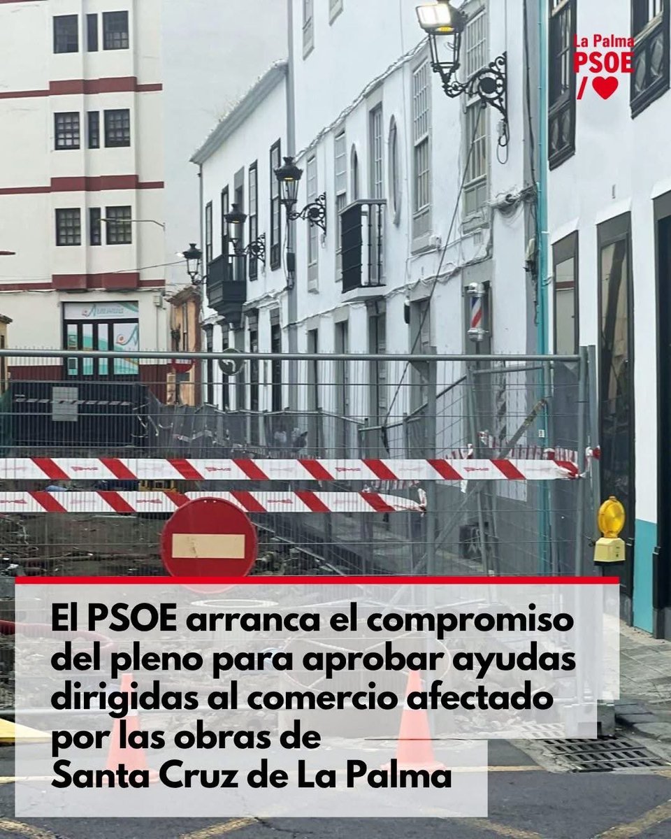 ⭕️ SC DE LA PALMA 
👉El pleno del Ayuntamiento de Santa Cruz de La Palma aprueba por unanimidad la moción del Grupo Socialista que busca paliar la afección que están teniendo las obras en el centro de la ciudad sobre el empresariado de la zona.
🔗Más info: goo.su/z6e43BJ