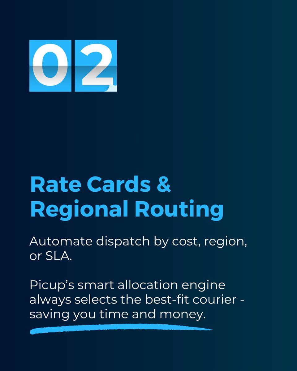 PicupSA's tweet image. Multiple couriers. One platform. ⚙️

Picup simplifies 3PL management with SLA enforcement, rate card control, and region-based routing - giving you total visibility and efficiency from one dashboard.

#3PLManagement #SmartLogistics #PicupDelivery #SupplyChainTech