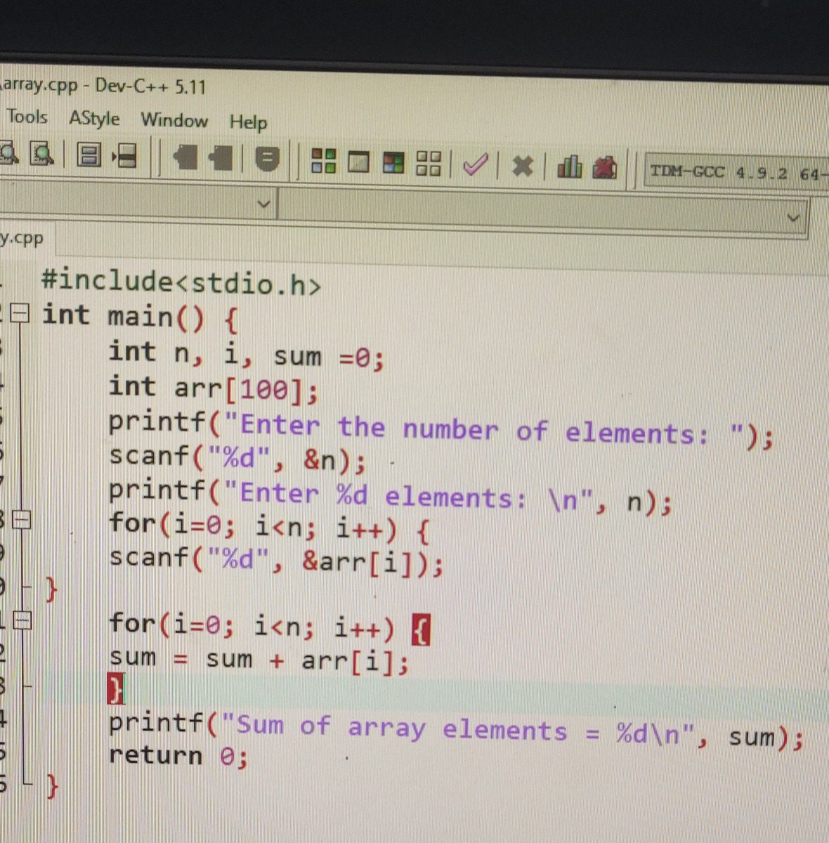 Vaishnavi_1101_'s tweet image. Topic :- Array 
Sum of numbers using array
#array #Cprogramming #sum