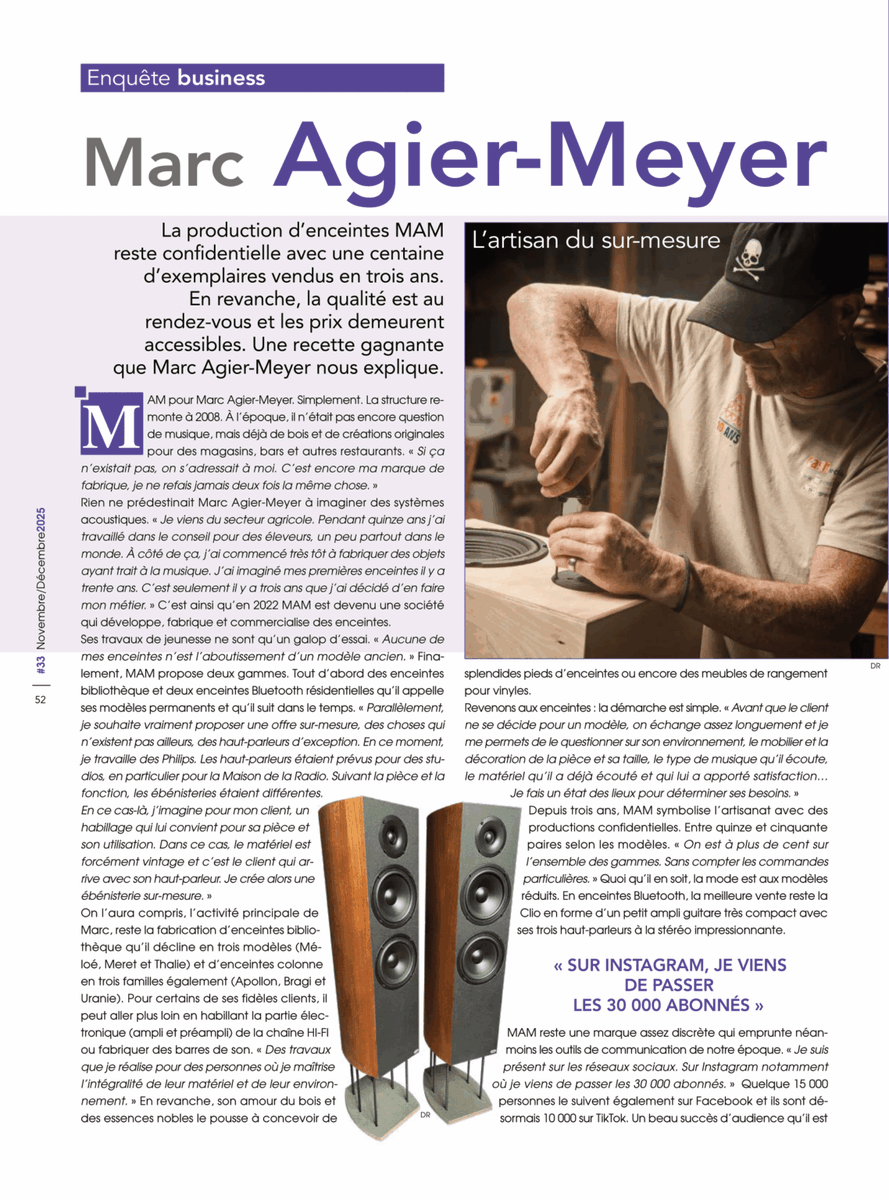 VinyleAudio's tweet image. Enquête business : Marc Agier-Meyer, l’artisan du sur-mesure ! Une centaine d’exemplaires vendus en 3 ans, qualité au rendez-vous et des prix accessibles. Une recette gagnante que Marc Agier-Meyer nous explique dans le 33e numéro de @VinyleAudio ! 😉👌 #MarcAgierMeyer 🇨🇵 #MAM