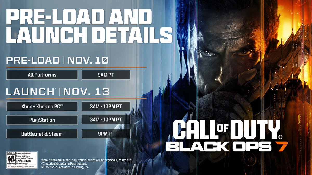 NewbsThe's tweet photo. Here's all the details you need for launch times for #BlackOps7 

When will you be jumping on? https://t.co/SjMzqzU4Ut