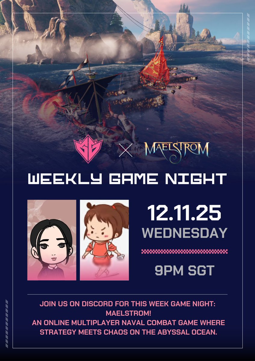 🎮GG Game Night with <a href="/MaelstromRise/">Maelstrom</a>

This week’s game night: Maelstrom , an online multiplayer naval combat game where strategy meets chaos on the Abyssal Ocean.

Prizes 🏆
- 40x Marketplace Raffle Tickets
- GG engage points

Anchors up! ⚓️