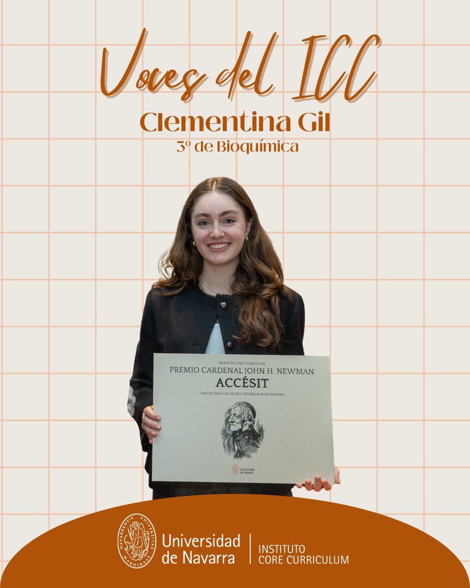 CoreUnav's tweet image. ¡Lunes de Voces del ICC! 🎙️
Hoy Clementina Gil, 3º Bioquímica @cienciasunav  y ganadora del Premio Cardenal Newman 
👉 bit.ly/49LRHSR
Y si te lo perdiste, la primera con Ricardo Piñero 
👉 bit.ly/4p1xJIi 

#coreunav #vocesdelicc