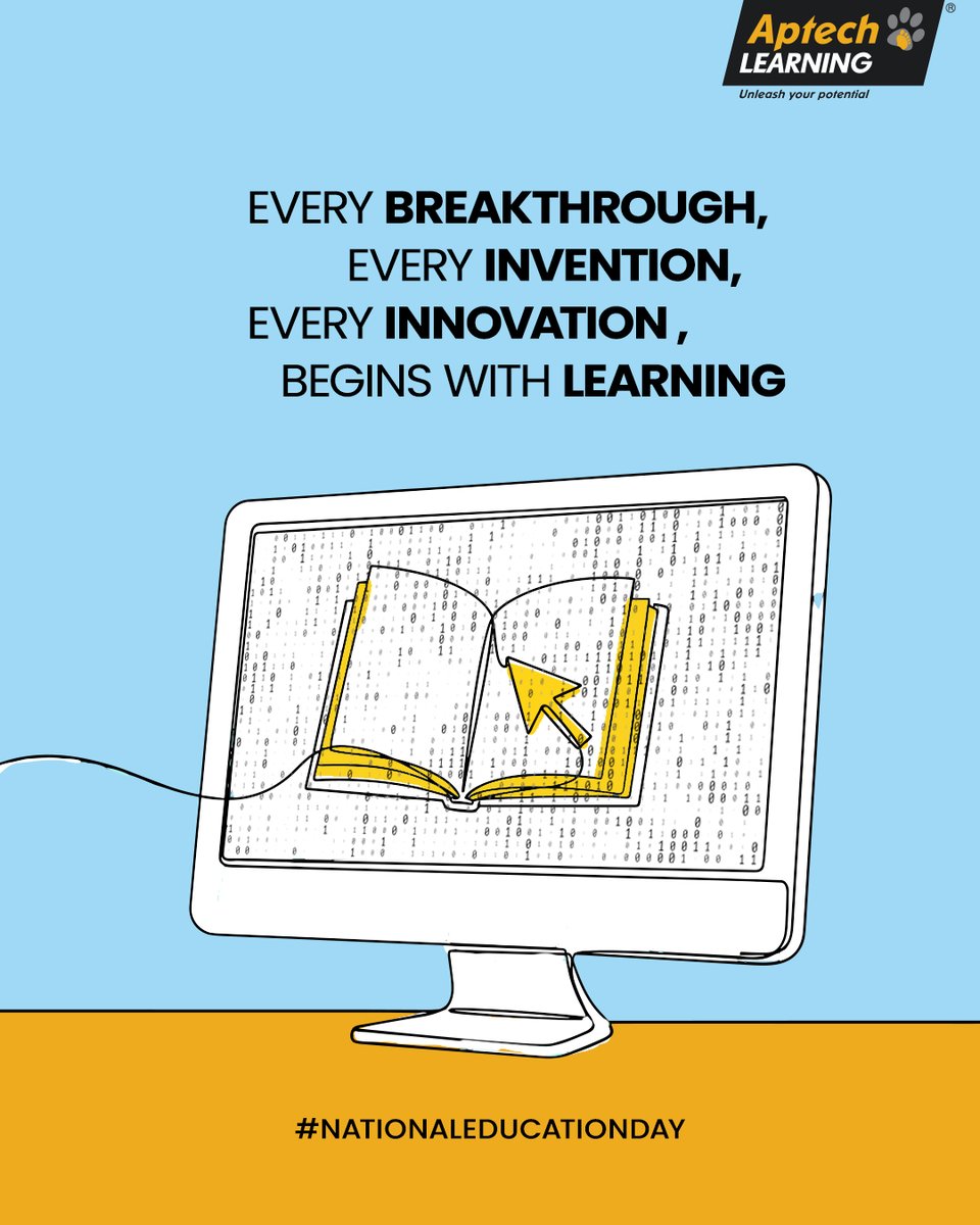 Aptech_Learning's tweet image. At Aptech Learning, education goes beyond classrooms — it’s about curiosity, creativity &amp;amp; courage to keep exploring.
This #NationalEducationDay, let’s celebrate knowledge that turns ambition into achievement.
#AptechLearning #GetTrainedGetHired