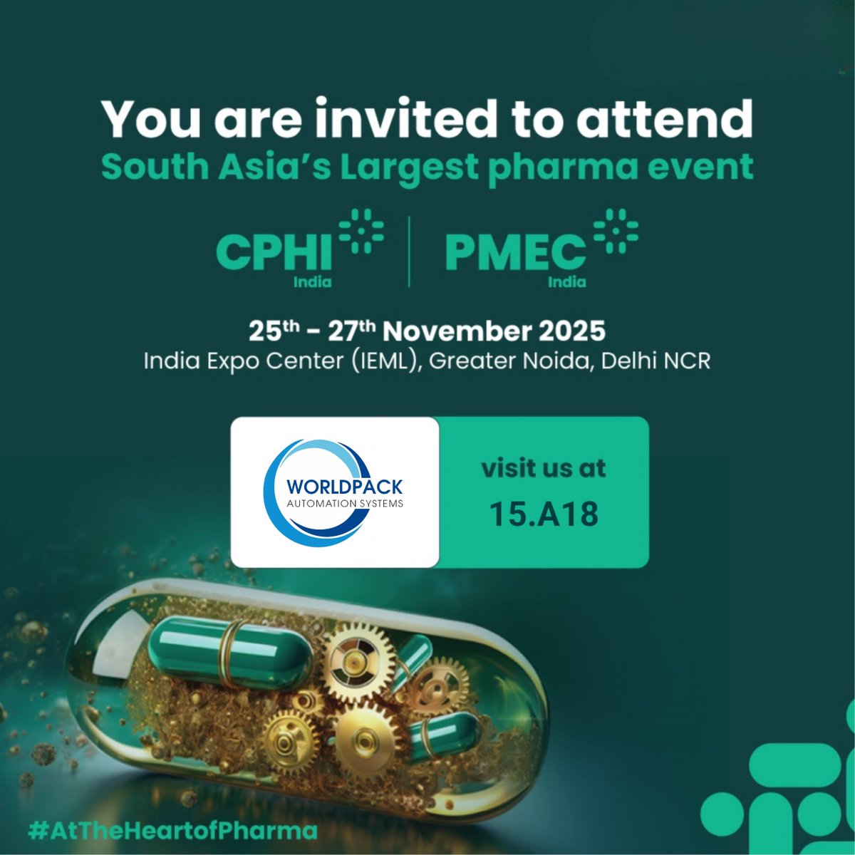 💊 Innovation starts with precision — and precision starts with Worldpack!

Meet us at CPHI &amp; PMEC India 2025 to explore next-gen 
pharma labelling systems.
📍 Booth 15.A18 | 📅 25–27 Nov
#WorldpackAutomation #CPHIIndia #PMECIndia