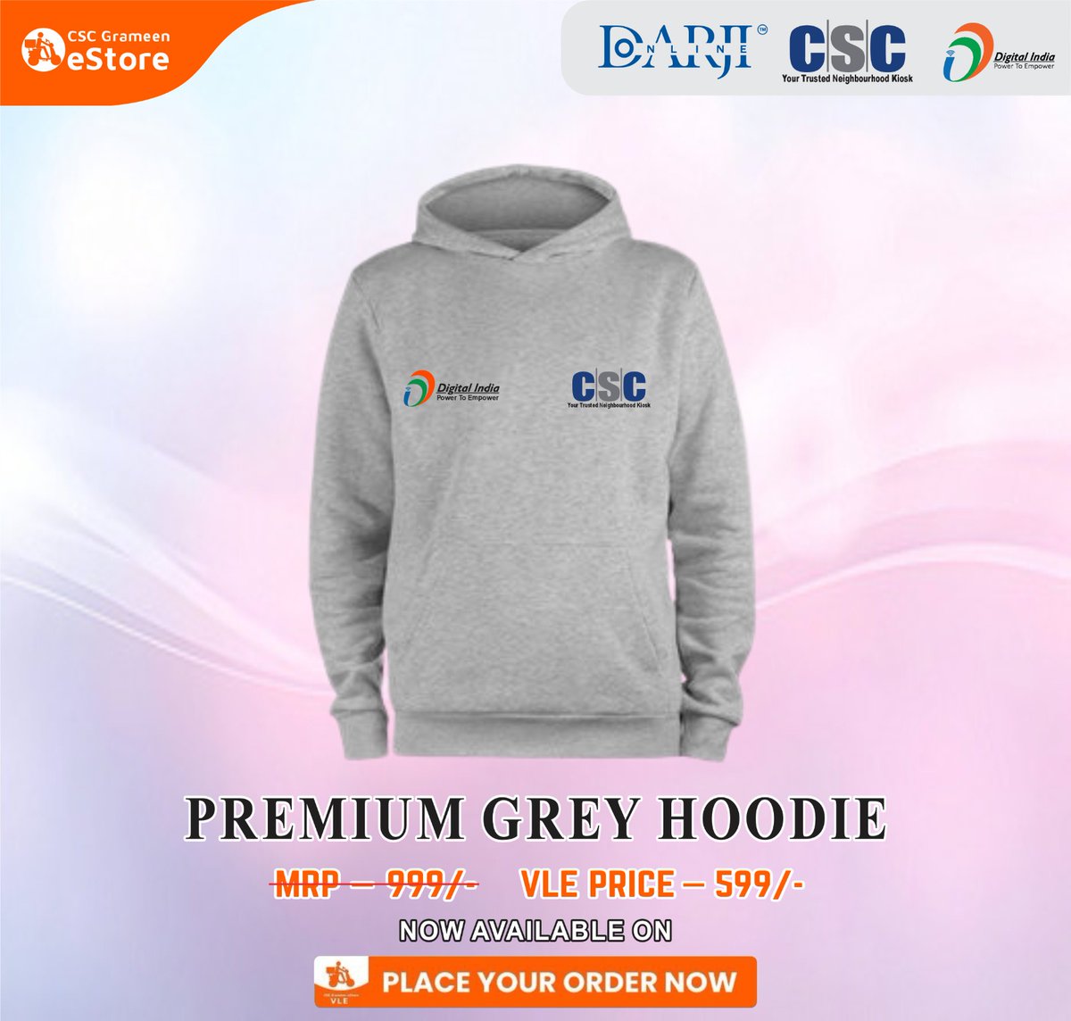DGSAJMER's tweet image. CSC VLE भाई-बहनों के लिए खास तोहफा
अब सर्दी में भी @CSCegov_ का जुनून रहेगा बरकरार 

पहनिए CSC Branded Hoodie 
गर्व से, स्टाइल से और अपने मिशन के साथ

DARJI ONLINE द्वारा निर्मित
अभी ऑर्डर करें CSC Garment eStore 
@akhilipscsc
@CSCeStore
#CSC #DarjiOnline #VLEPride #MadeInIndia