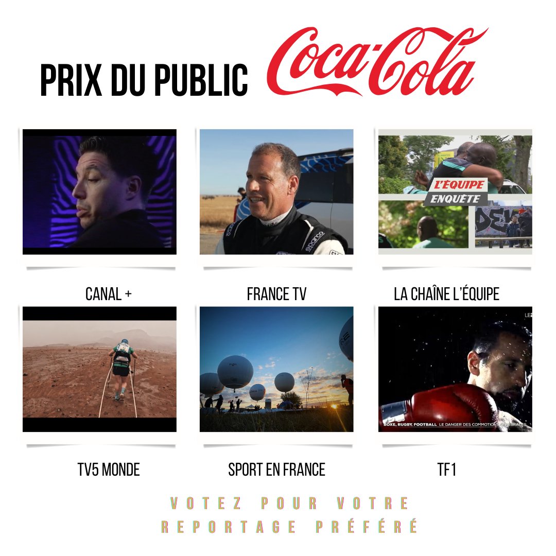Votez pour votre reportage de sport préféré : ⚽🏀6 chaînes s'affrontent. C'est à vous de voter et de gagner 2 invitations pour le Palmarès de la Presse Sportive 3 jours en immersion dans les médias. #CocaColaFrance #TheCocaColaCompany
Votez ici : forms.gle/VEoLtKgcSa47Pd…
