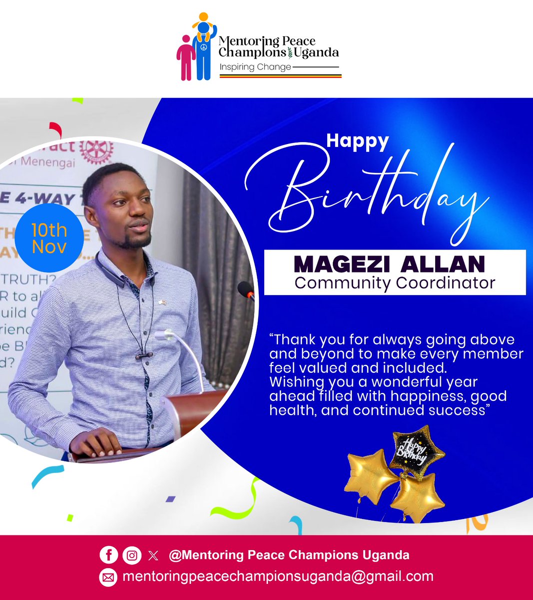 ppg_ug's tweet photo. #HappyBirthday to Our Incredible Community Coordinator
@AllanMagezi_256
Your leadership, compassion, and tireless dedication continue to inspire us every day at #MPCU
You’ve turned service into a lifestyle and mentorship into a movement guiding many young peace champions to https://t.co/Ja55Lk5T3J