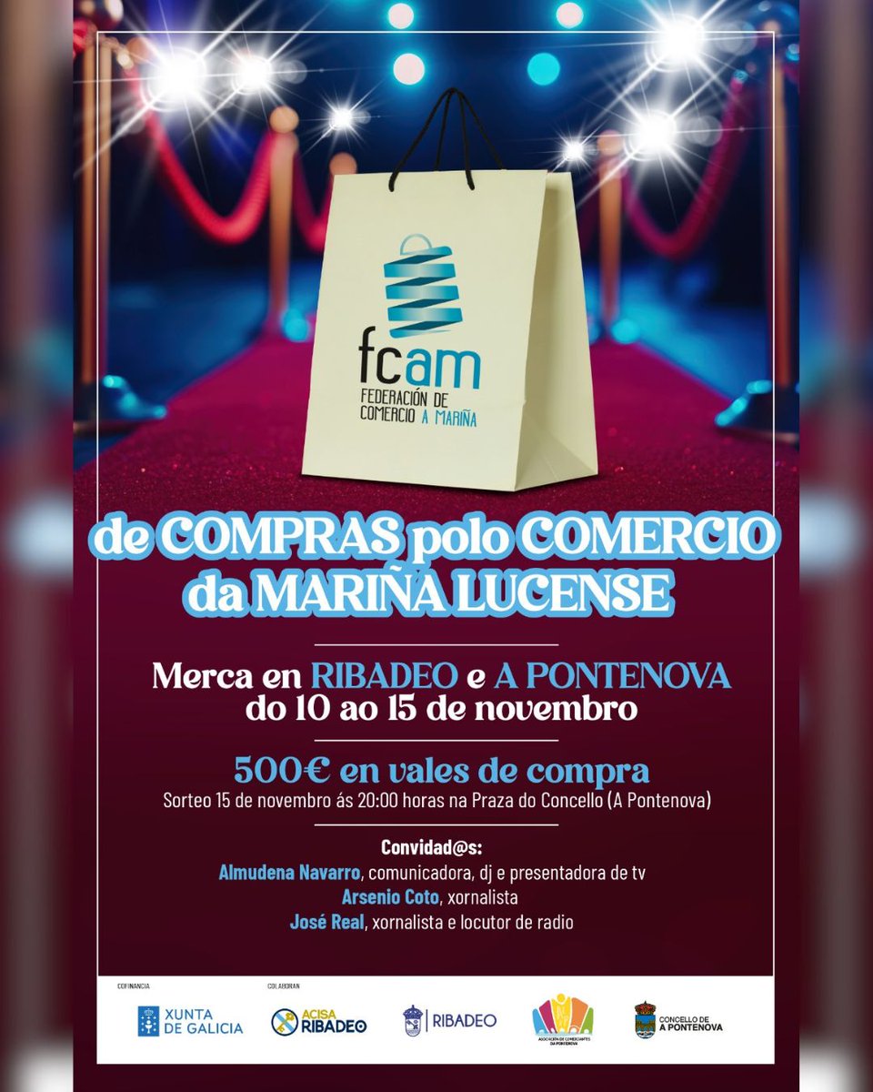 𝘼 𝙘𝙖𝙢𝙥𝙖𝙣̃𝙖 “𝘿𝙚 𝙘𝙤𝙢𝙥𝙧𝙖𝙨 𝙥𝙤𝙡𝙤 𝙘𝙤𝙢𝙚𝙧𝙘𝙞𝙤 𝙙𝙖 𝙈𝙖𝙧𝙞𝙣̃𝙖 𝙇𝙪𝙘𝙚𝙣𝙨𝙚” 𝙘𝙝𝙚𝙜𝙖 𝙖 𝙍𝙞𝙗𝙖𝙙𝙚𝙤 𝙚 𝙖́ 𝙋𝙤𝙣𝙩𝙚𝙣𝙤𝙫𝙖 𝙤 𝟭𝟱 𝙙𝙚 𝙣𝙤𝙫𝙚𝙢𝙗𝙧𝙤
🛍 Iniciativa impulsada pola Federación de Comercio da Mariña.
🔗goo.su/rNZspj