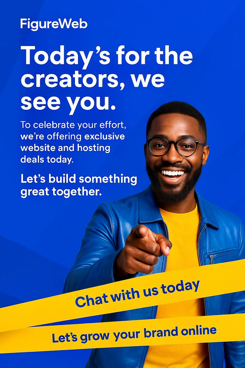 figurewebng's tweet image. Creators don’t wait for perfect timing, they build it.

Get your Website + Hosting + Domain today at FigureWeb’s exclusive creator rate.

No stress, just your idea live online. Ends tonight! 

#FigureWeb #WebsiteDeals #DigitalCreators
