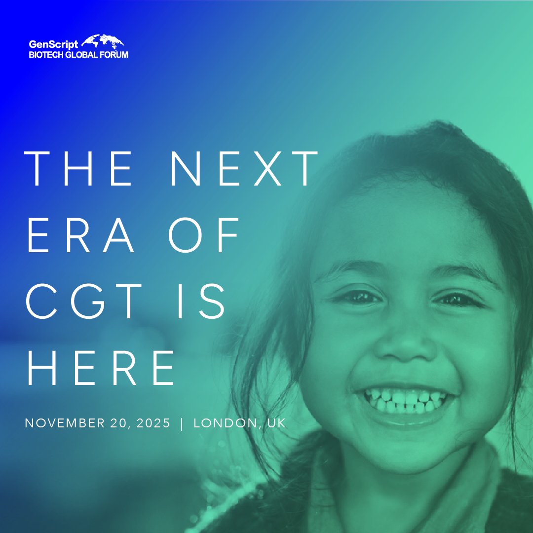 GenScript's tweet image. 🚀 Last Call!
Meet Nobel Laureate Craig Mello and CGT leaders at GenScript Biotech Global Forum London 2025, happening Nov 20.
Agenda 👉 bit.ly/4nppSnt 
Register 👉 bit.ly/3JOH2vZ 
Free pass code GSSM (Valid till Nov. 15.)
⏰ Don’t wait — seats are filling fast!
